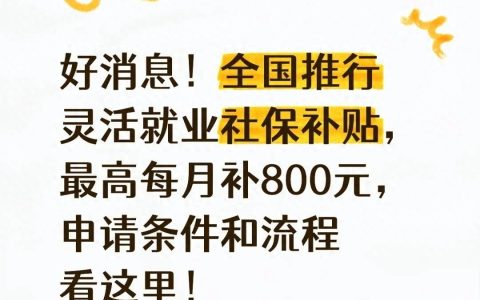 创就业-灵活就业社保补贴（每月能领800元社保补贴？申请攻略在这！）